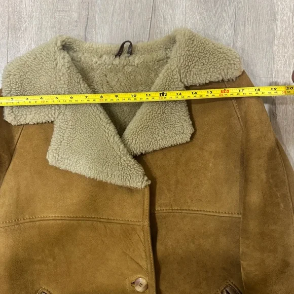 Vintage Taube Collection London Size Beige Brown Shearling Sheepskin Coat Medium - Picture 6 of 10